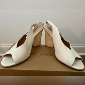 Vince Camuto Cream Leather Wedge Heels